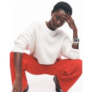 Madewell White Ribbed Knit Sweater XL NWT Oversized Cozy Pullover